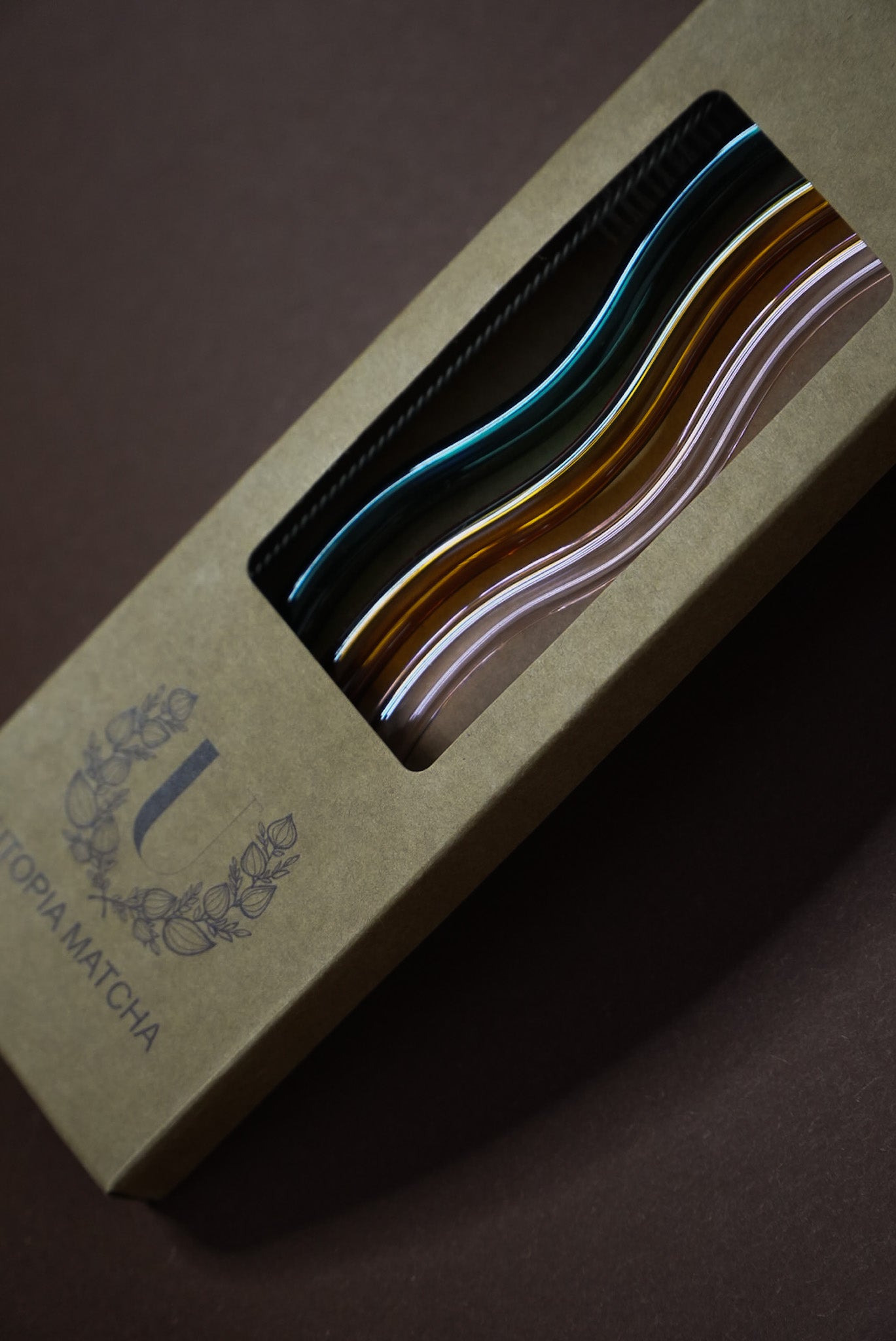 Coffret 3 Pailles en verre Vagues