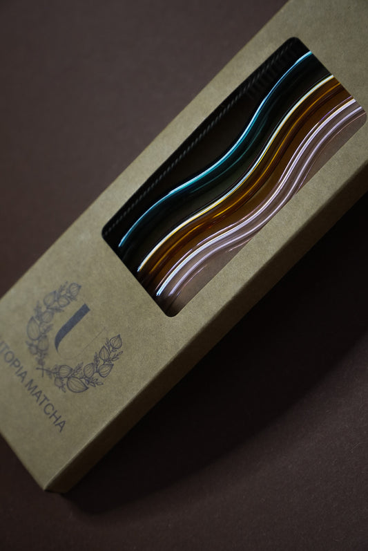 Coffret 3 Pailles en verre Vagues