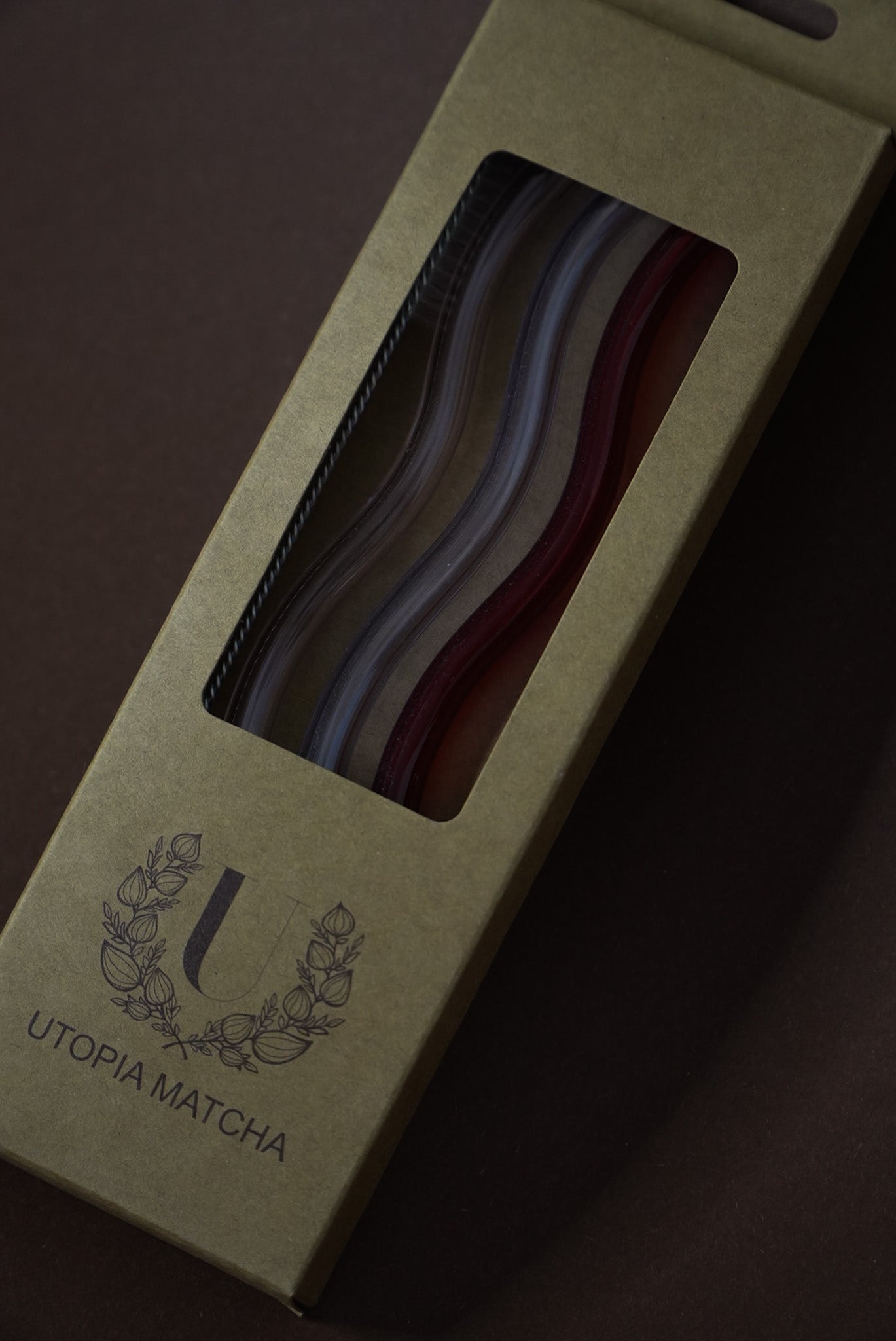 Coffret 3 Pailles en verre Vagues