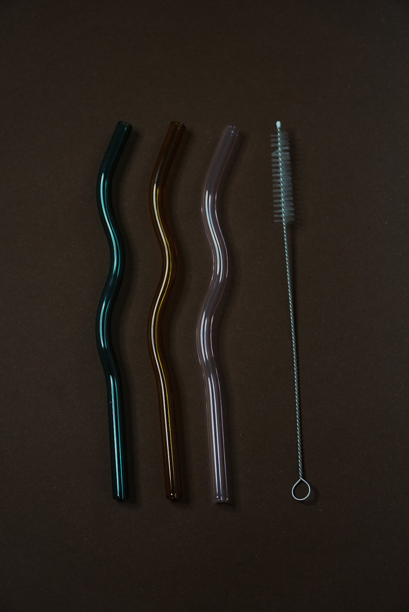 Coffret 3 Pailles en verre Vagues